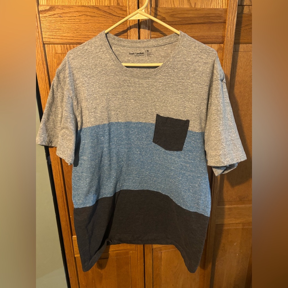 Men's Gray and Blue Block Tee
